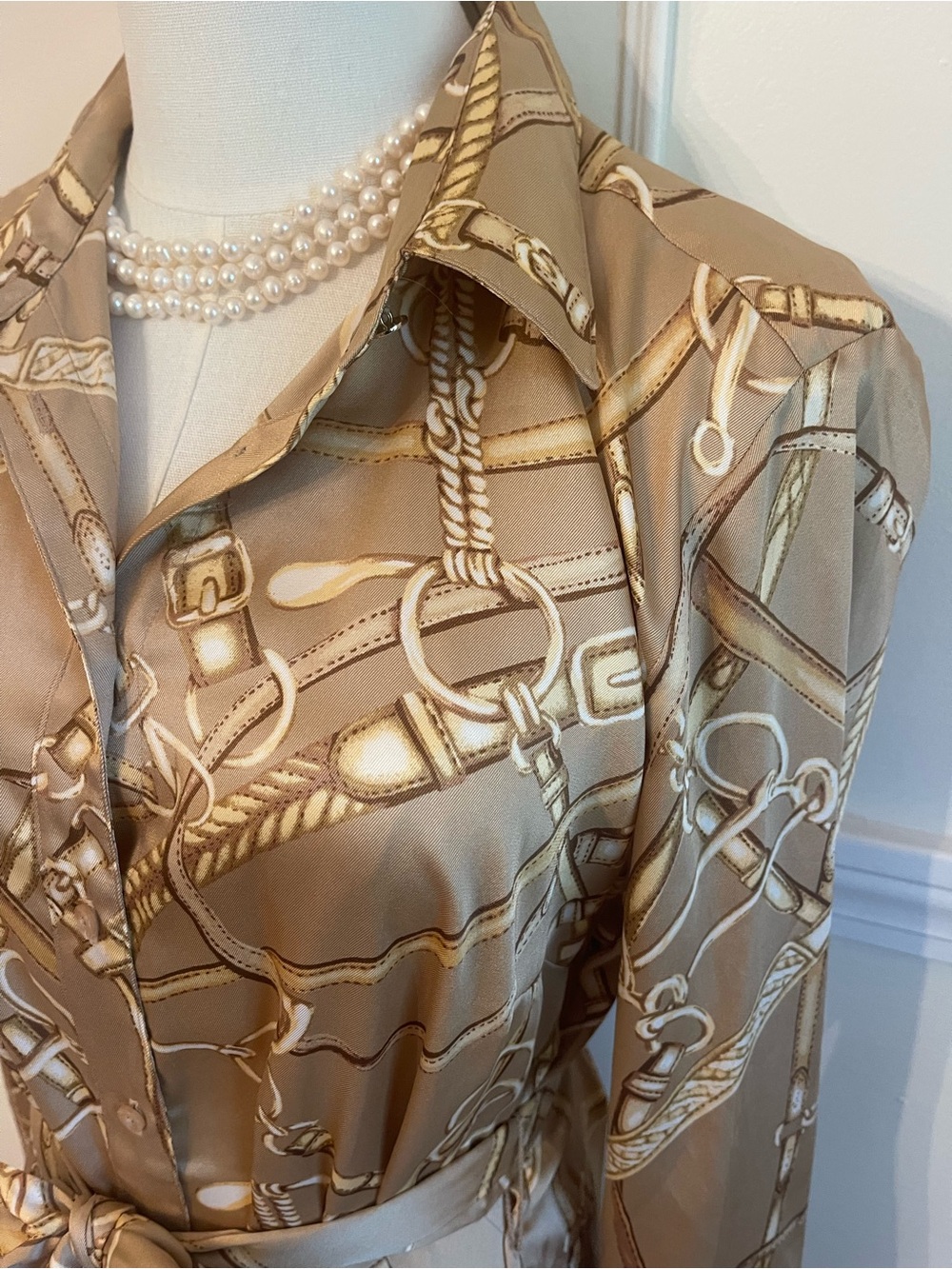Ralph Lauren Equestrian Belted Long-Sleeve Shirt Dress With Logo Buttons